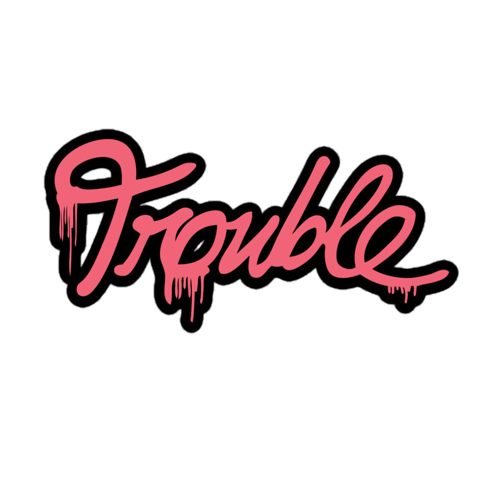 Trouble Black Outline Sticker